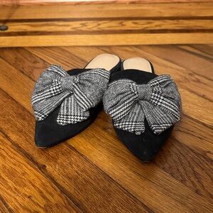 Something Navy Black and Gray Bow Mules